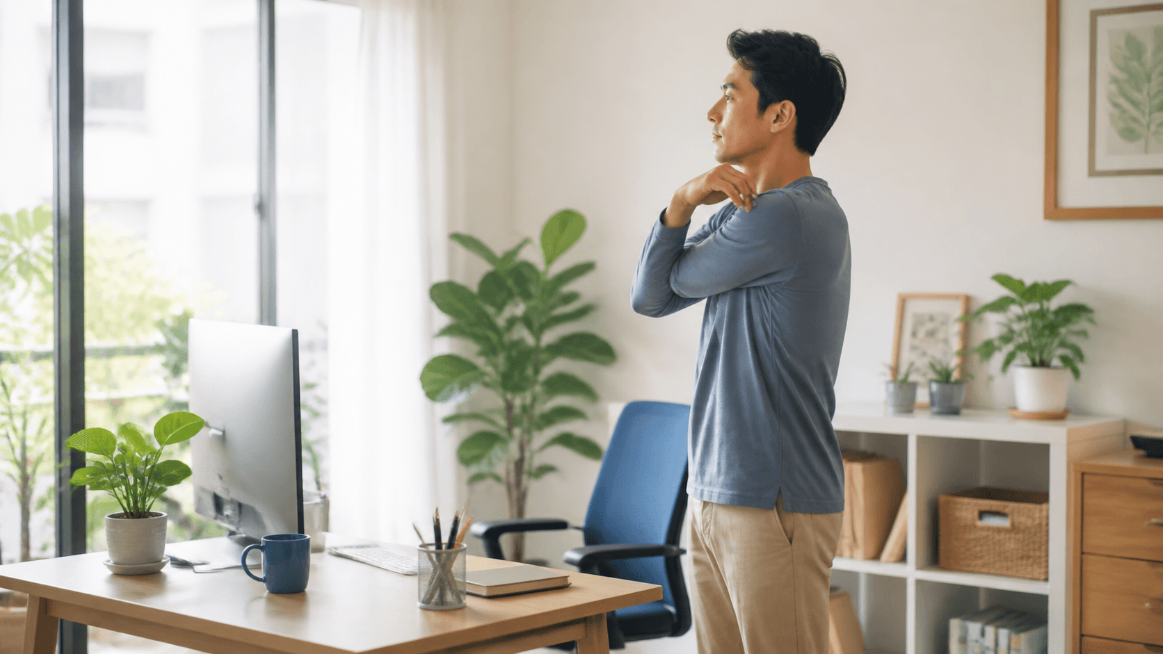 Nhân viên y tế tư vấn tình trạng căng mỏi cổ vai gáy cho người bệnh